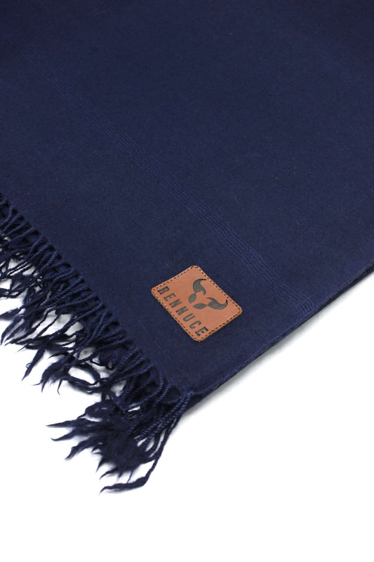 Premium Quality Plain Single Fiber Navy Blue Pure Woolen Shawl by Rennuce