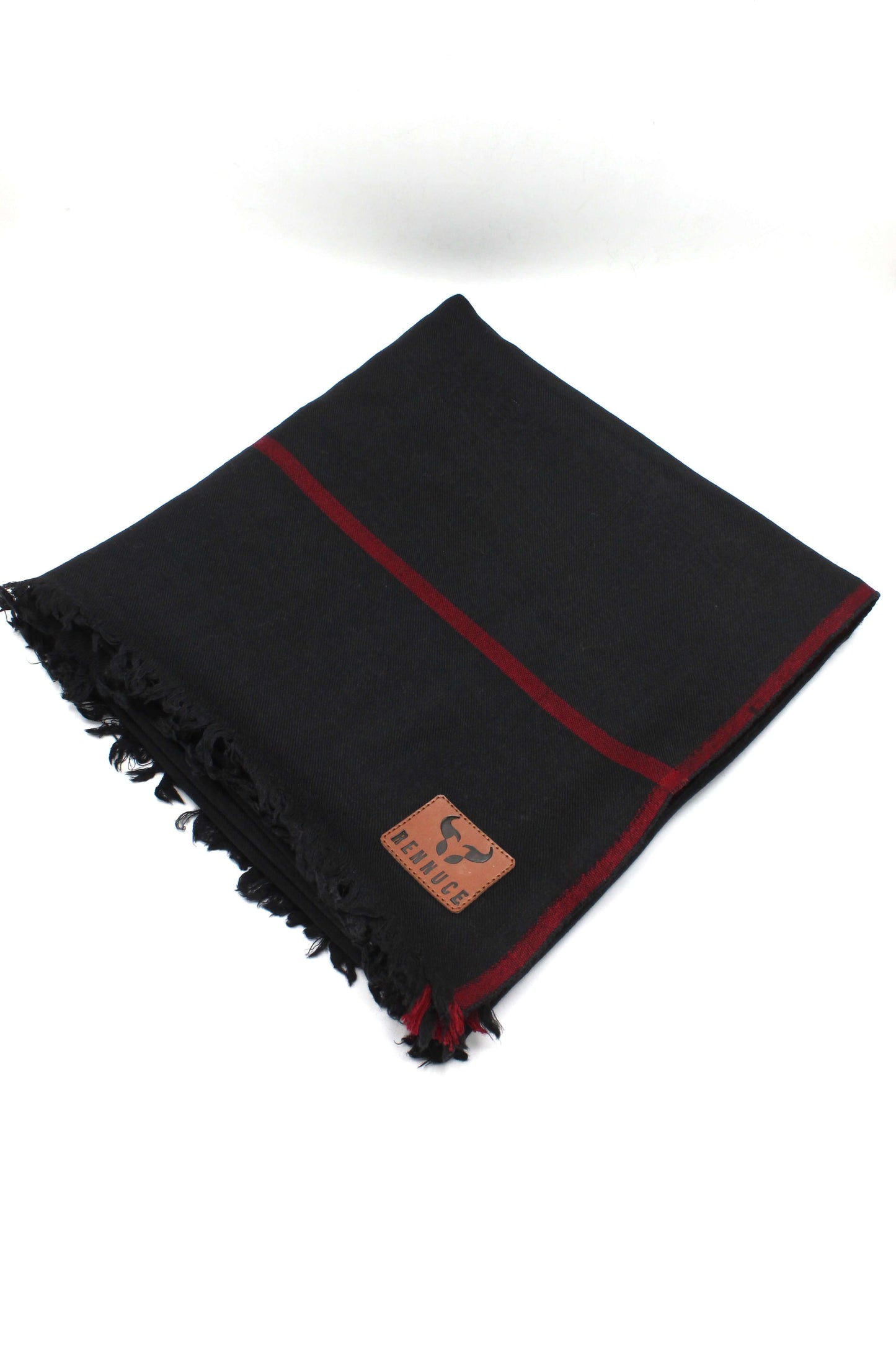Premium Quality Red Border Black Pure Woolen Shawl by Rennuce