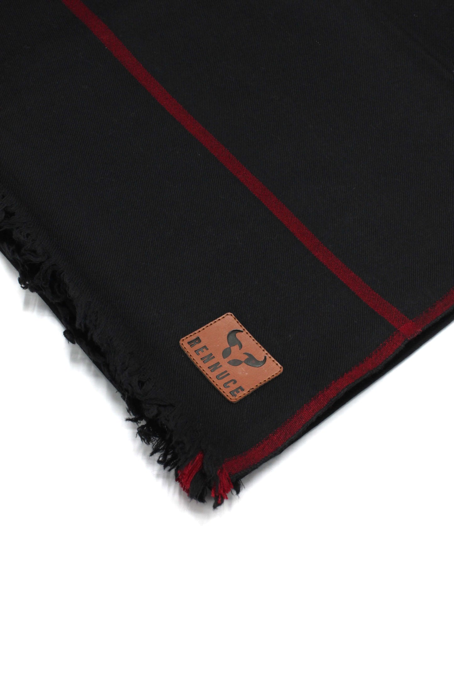 Premium Quality Red Border Black Pure Woolen Shawl by Rennuce