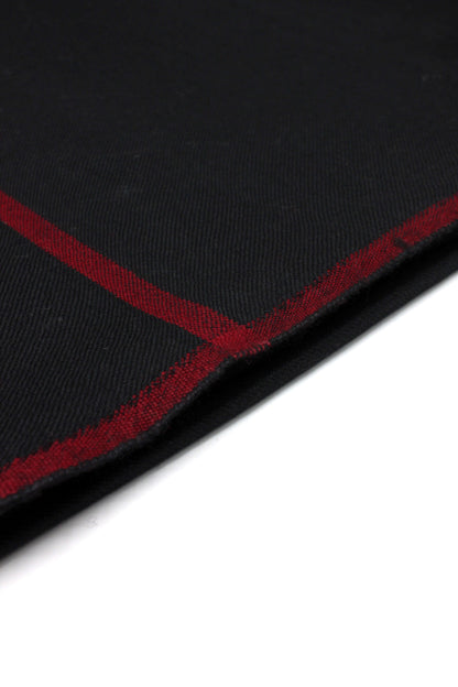 Premium Quality Red Border Black Pure Woolen Shawl by Rennuce
