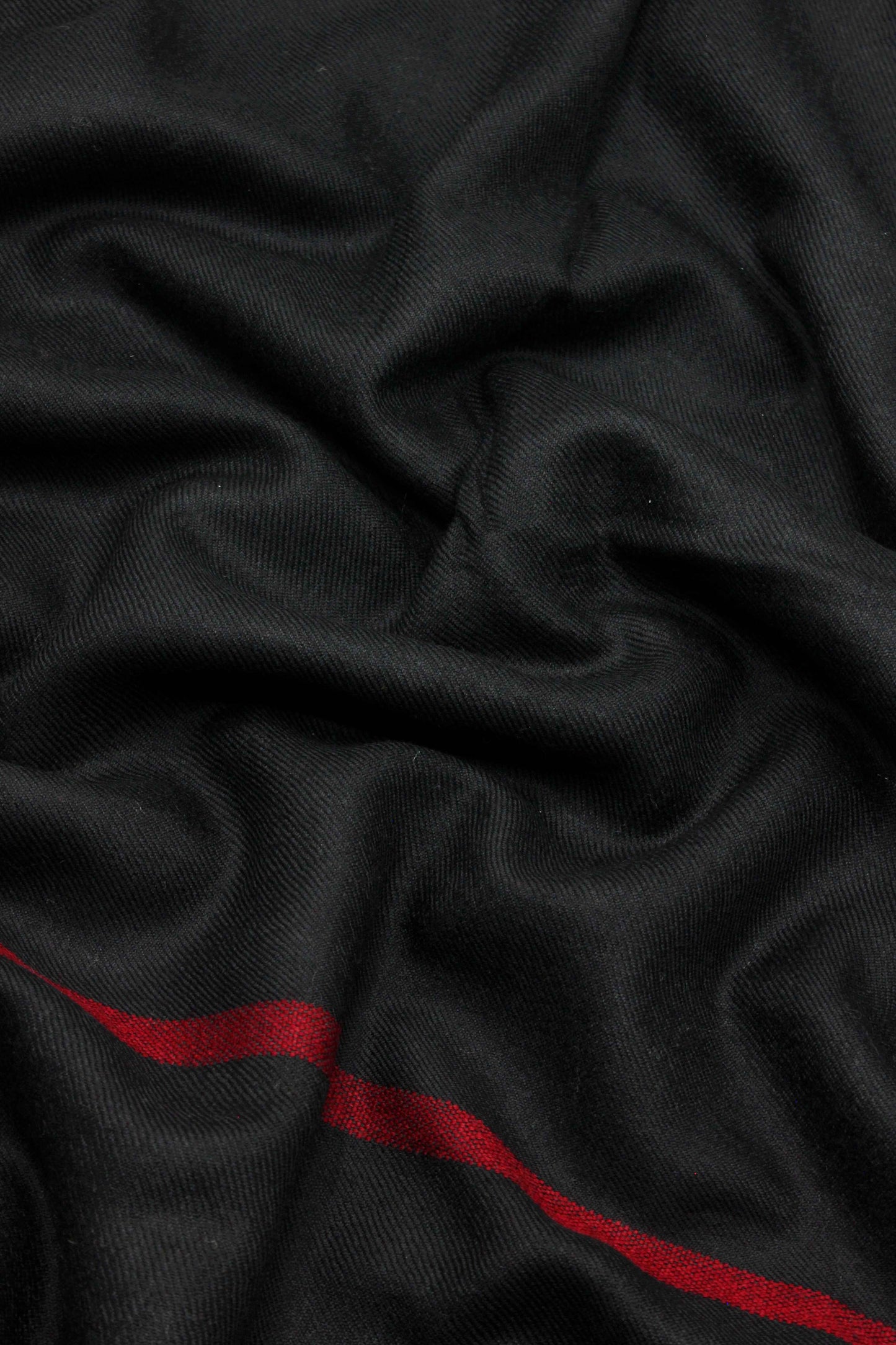 Premium Quality Red Border Black Pure Woolen Shawl by Rennuce