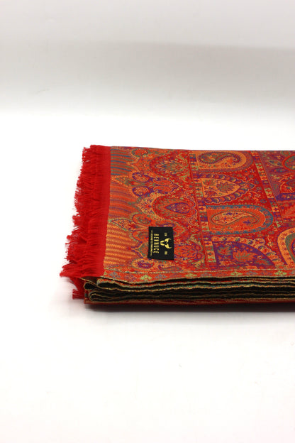 Premium Quality Red Multi Color Kani Pashmina Cashmere Shawl by Rennuce