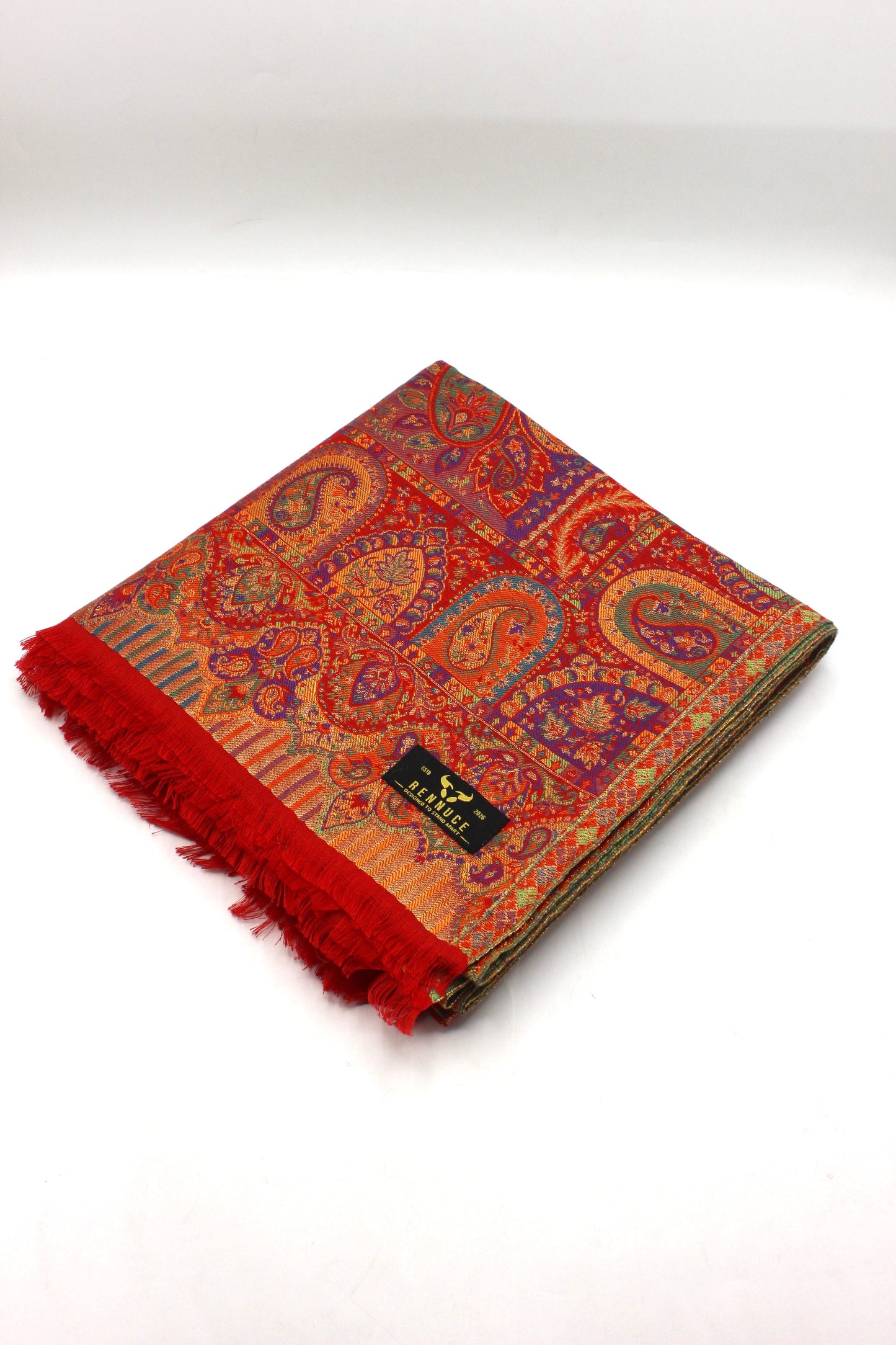 Premium Quality Red Multi Color Kani Pashmina Cashmere Shawl by Rennuce