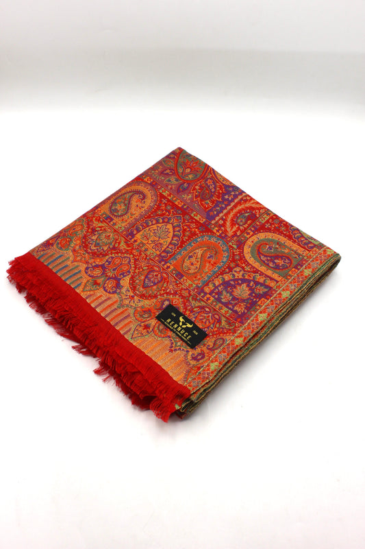 Premium Quality Red Multi Color Kani Pashmina Cashmere Shawl by Rennuce