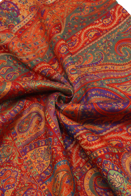 Premium Quality Red Multi Color Kani Pashmina Cashmere Shawl by Rennuce