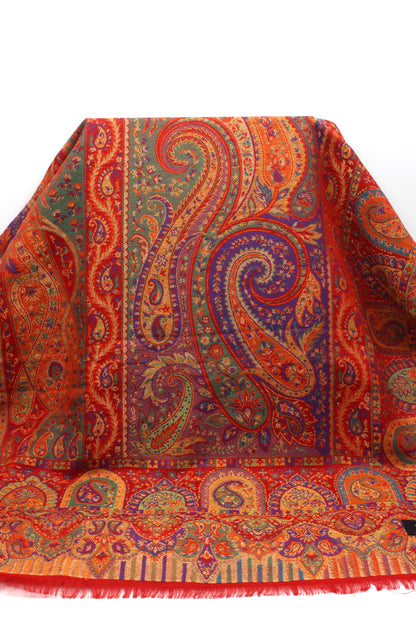 Premium Quality Red Multi Color Kani Pashmina Cashmere Shawl by Rennuce