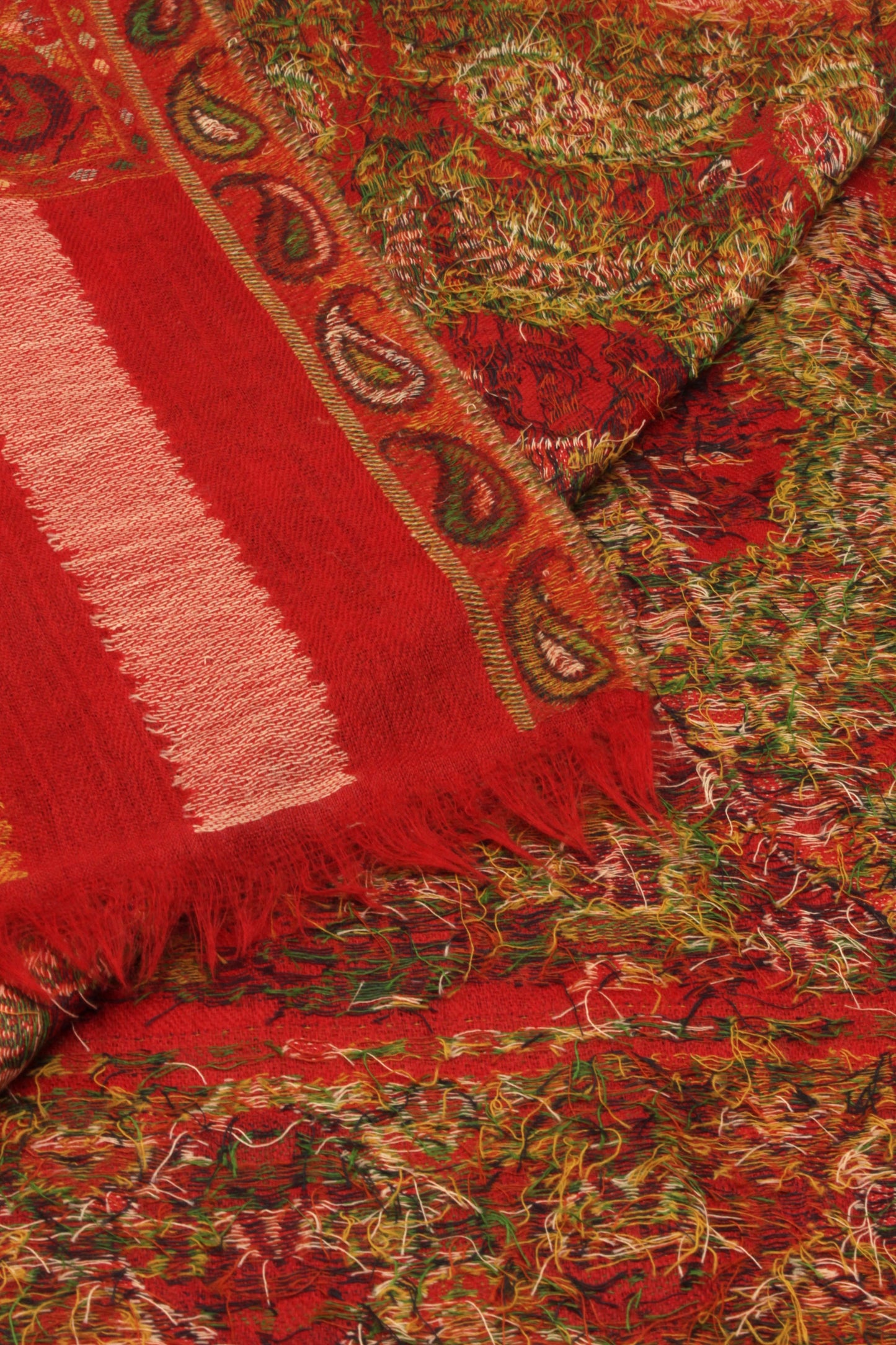 Premium Quality Red Multi Color Woven  Authentic Pashmina Cashmere Shawl by Rennuce
