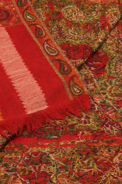 Premium Quality Red Multi Color Woven  Authentic Pashmina Cashmere Shawl by Rennuce