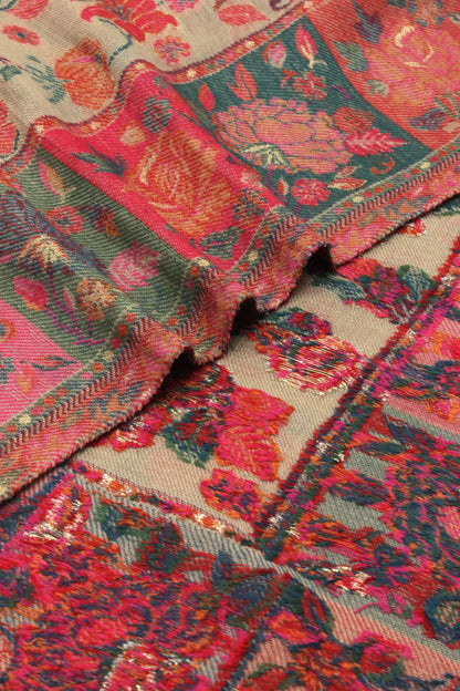 Premium Quality Red Multi Color Woven Pashmina Cashmere Shawl