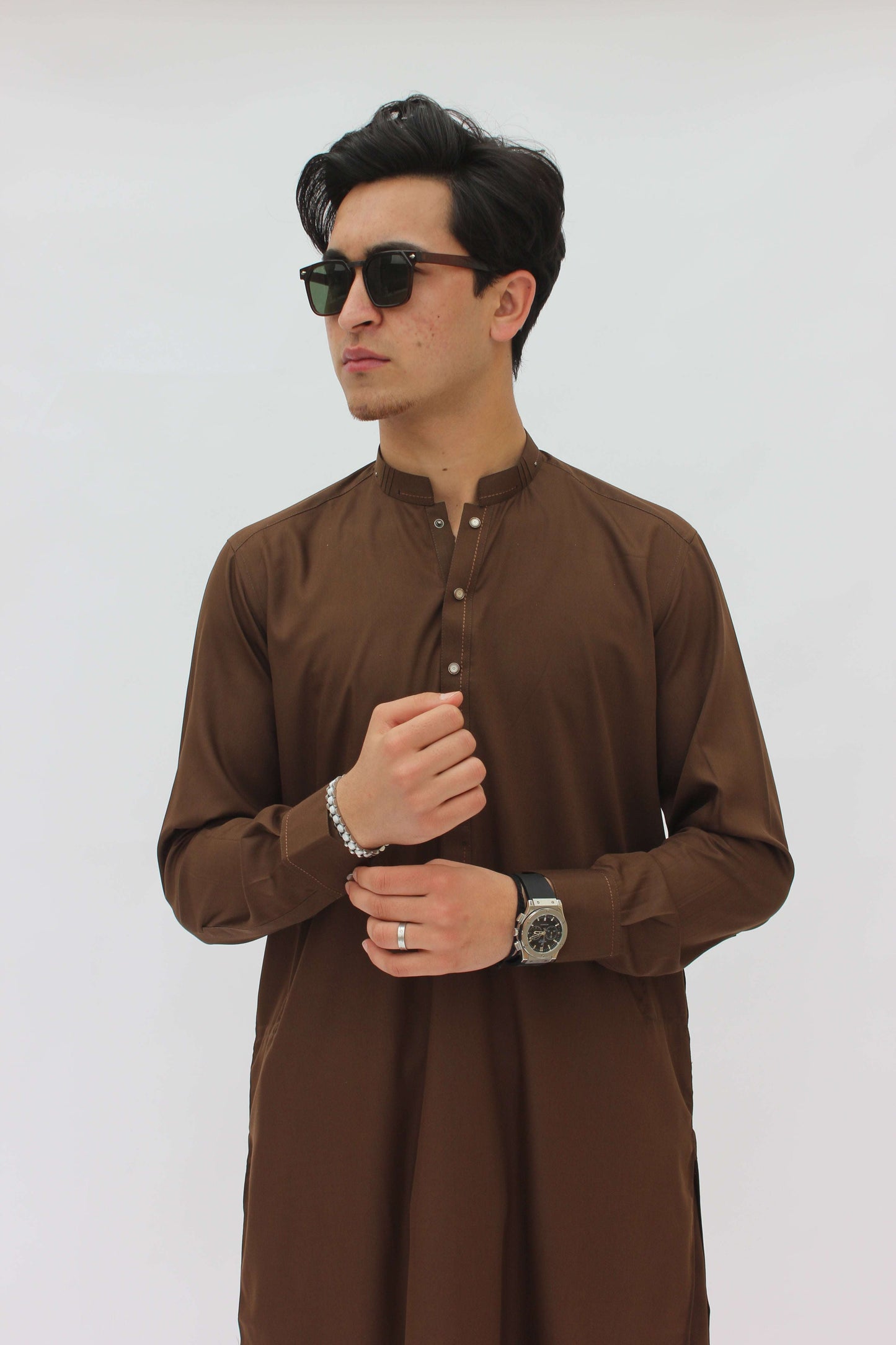 Premium Quality Rustic Mocha Kurta Shalwar by Rennuce