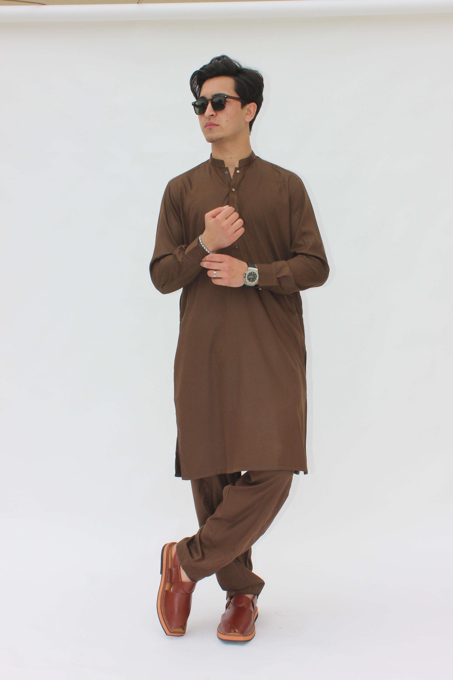 Premium Quality Rustic Mocha Kurta Shalwar by Rennuce