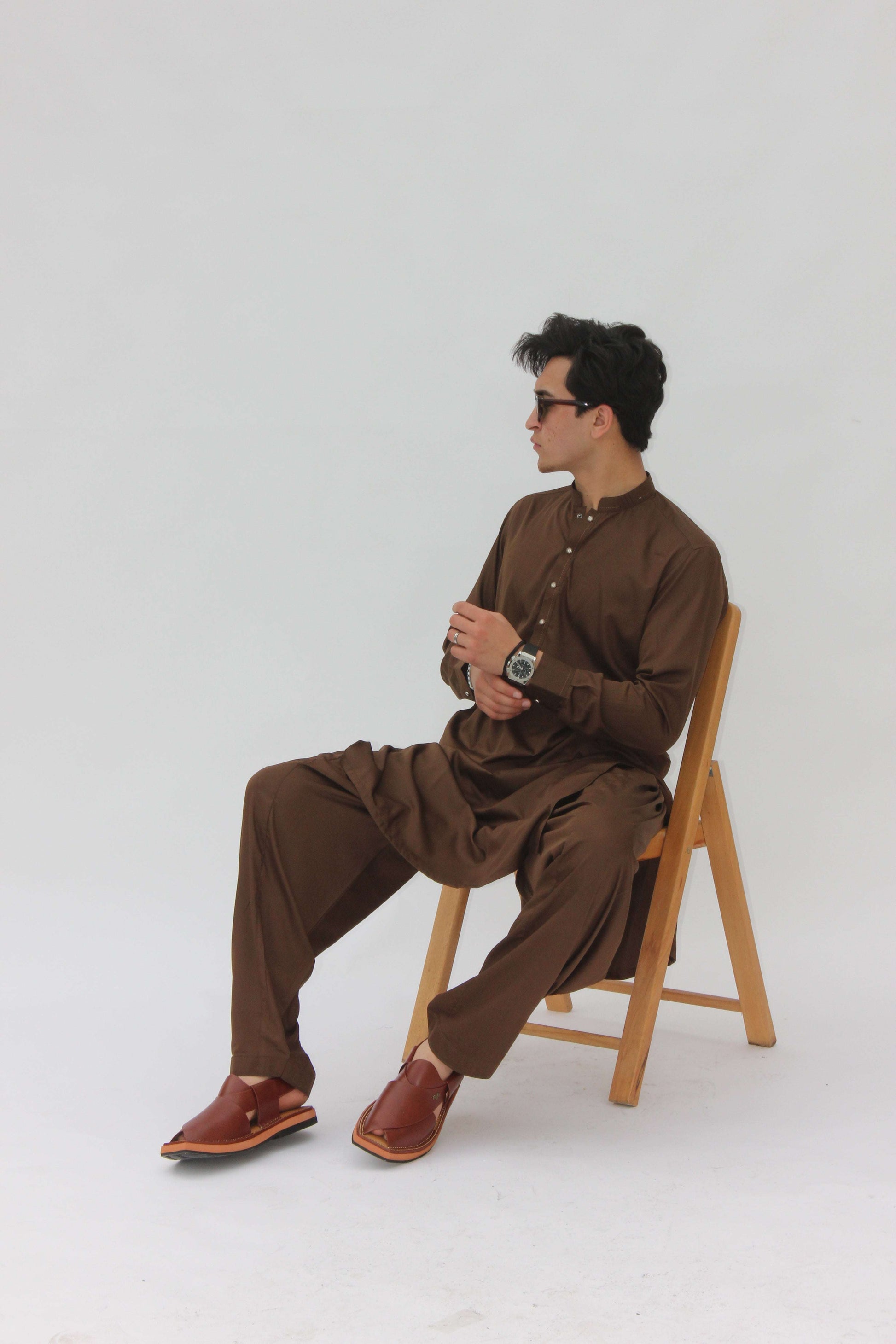 Premium Quality Rustic Mocha Kurta Shalwar by Rennuce