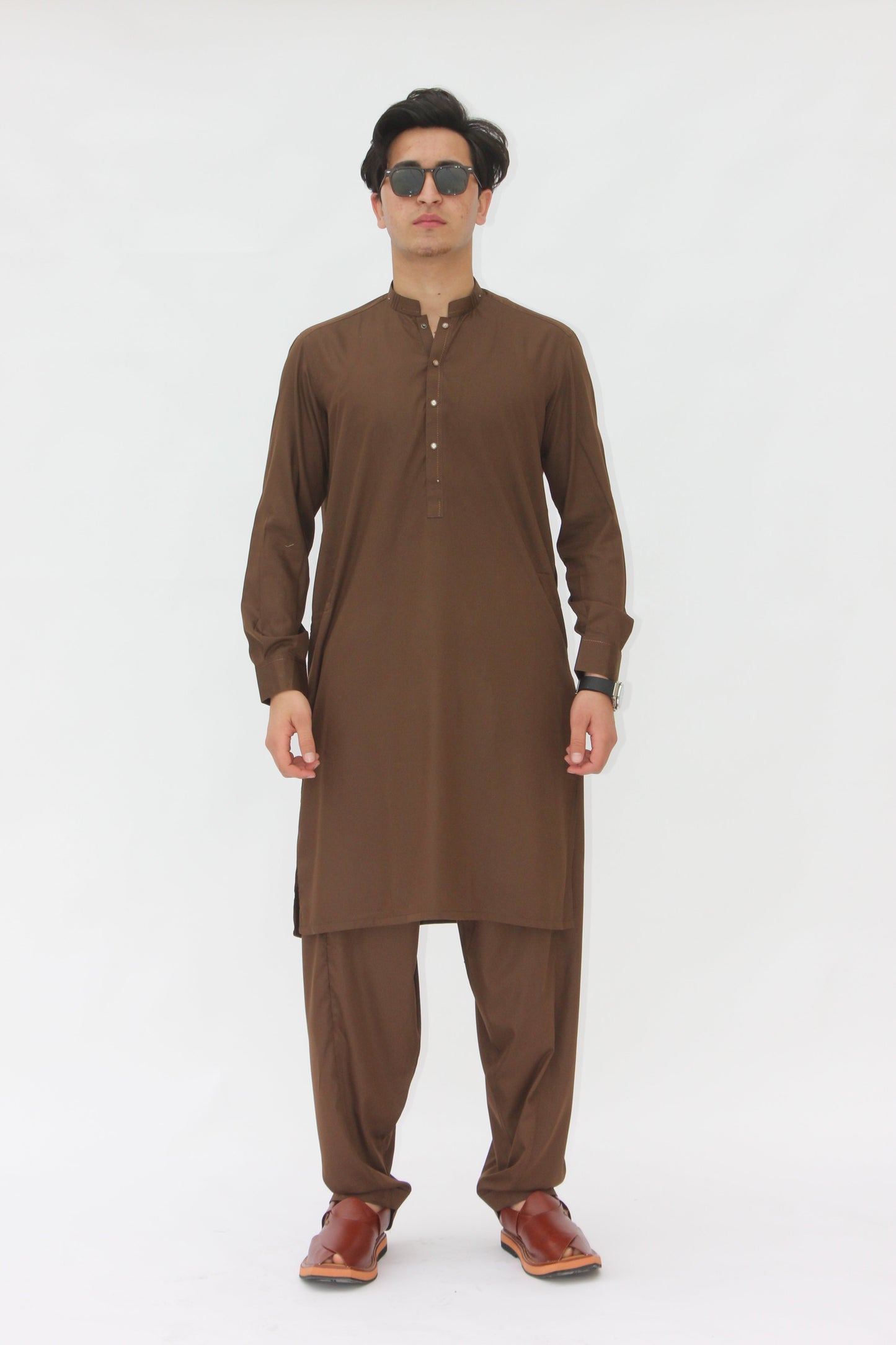 Premium Quality Rustic Mocha Kurta Shalwar by Rennuce