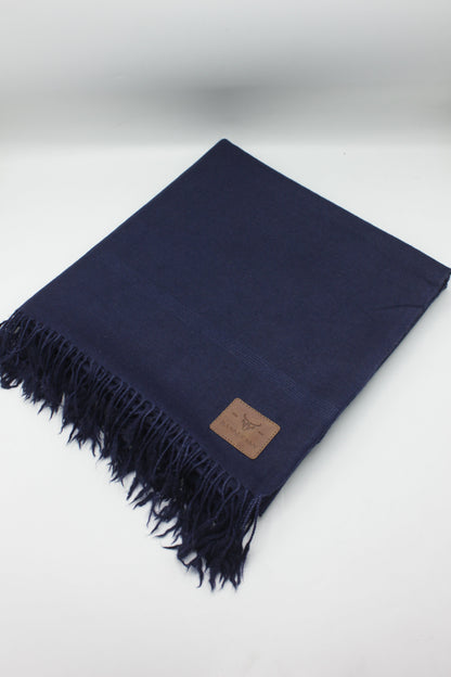 High Quality Single Fiber Pure Wool Navy Blue Plain Shawl