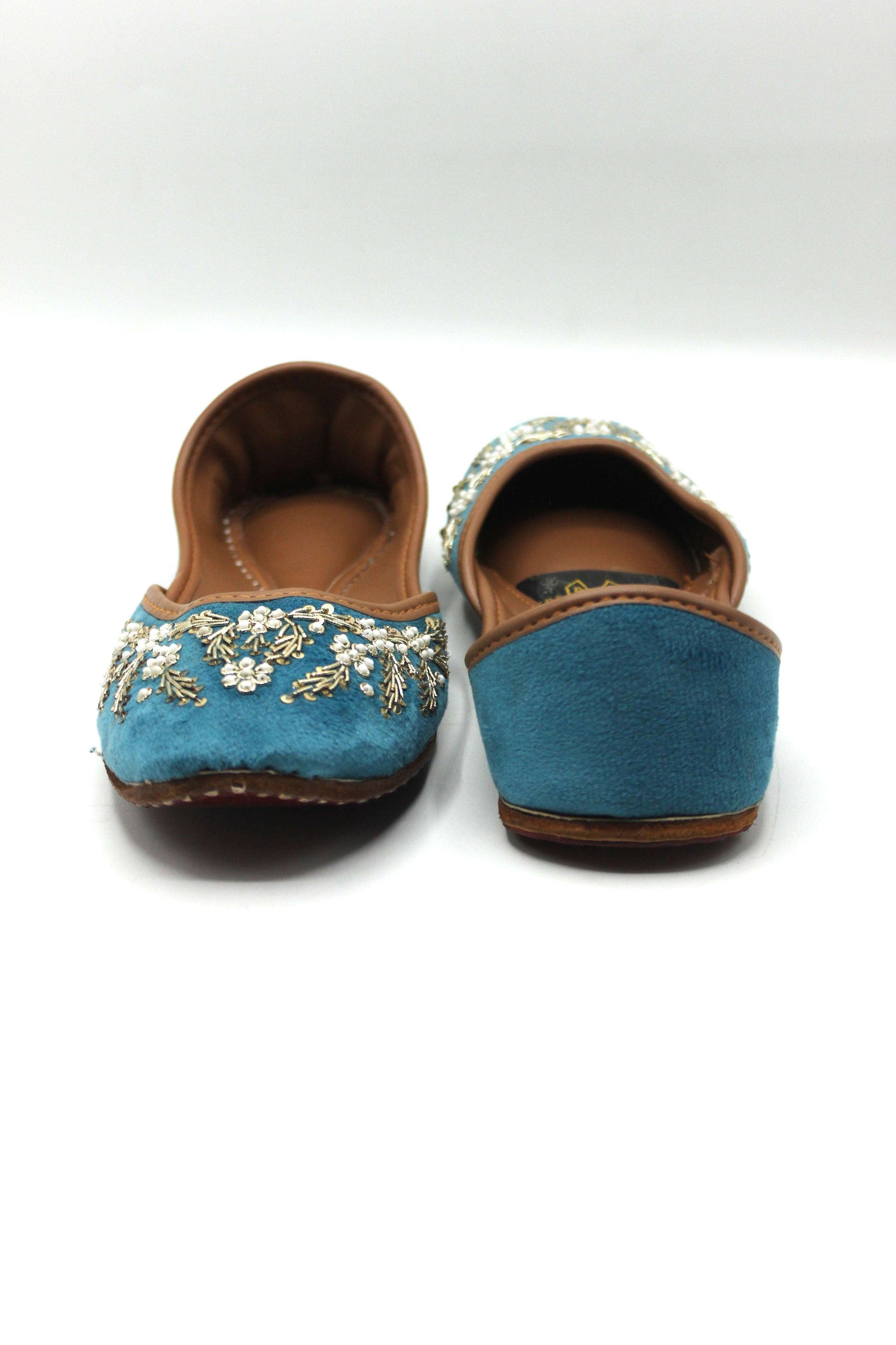 Premium Quality Sky Blue Embroidered Khussas