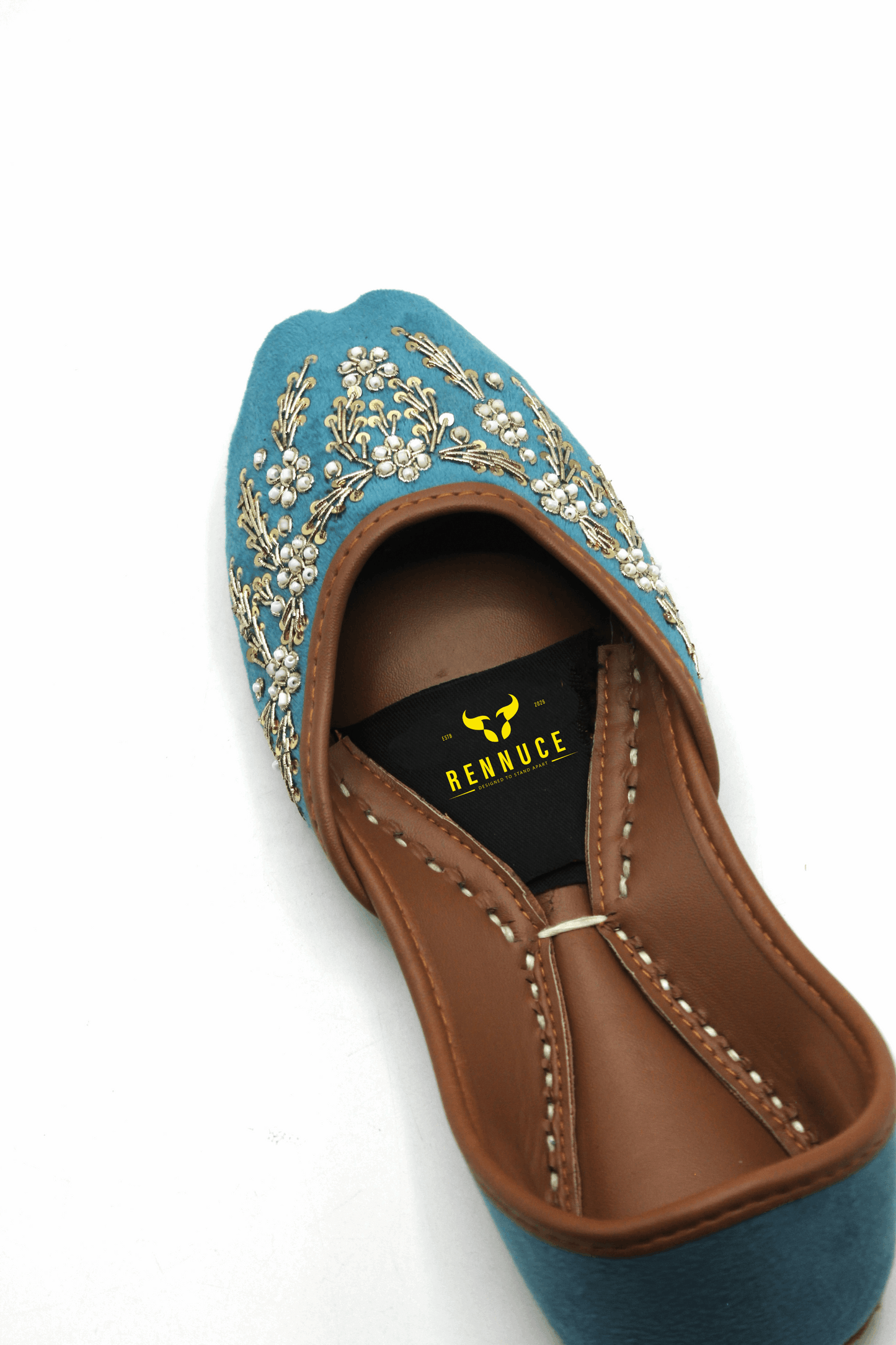 Premium Quality Sky Blue Embroidered Khussas