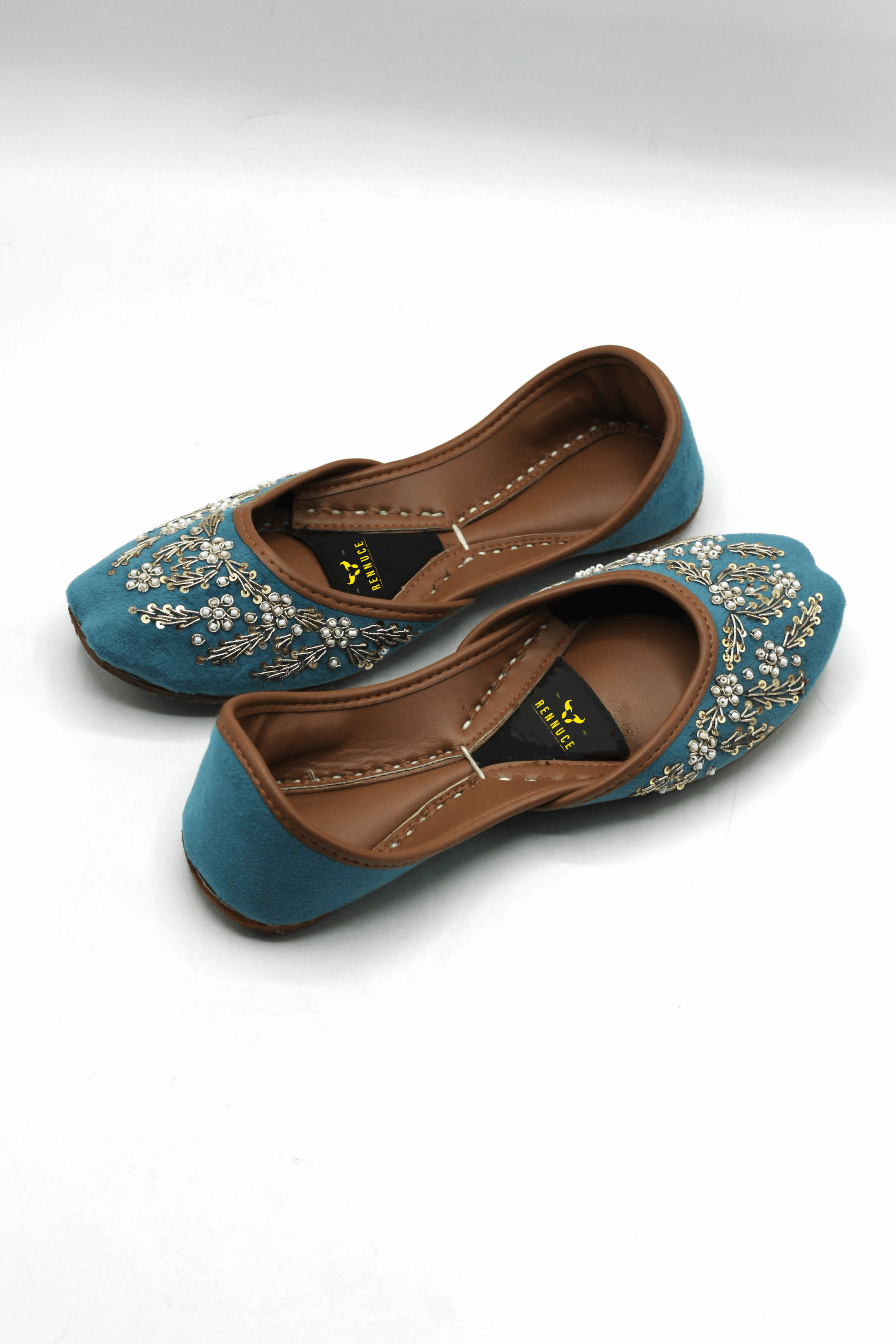 Premium Quality Sky Blue Embroidered Khussas