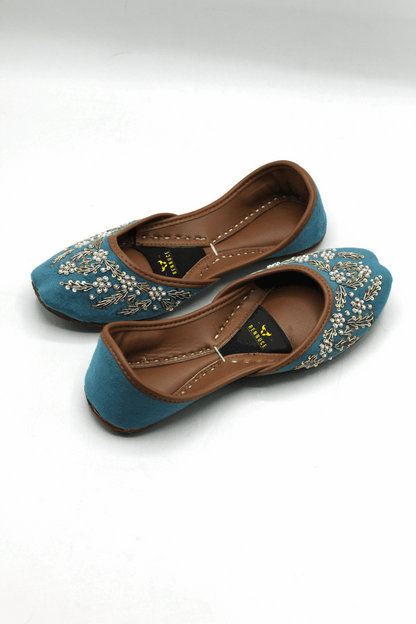 Premium Quality Sky Blue Embroidered Khussas