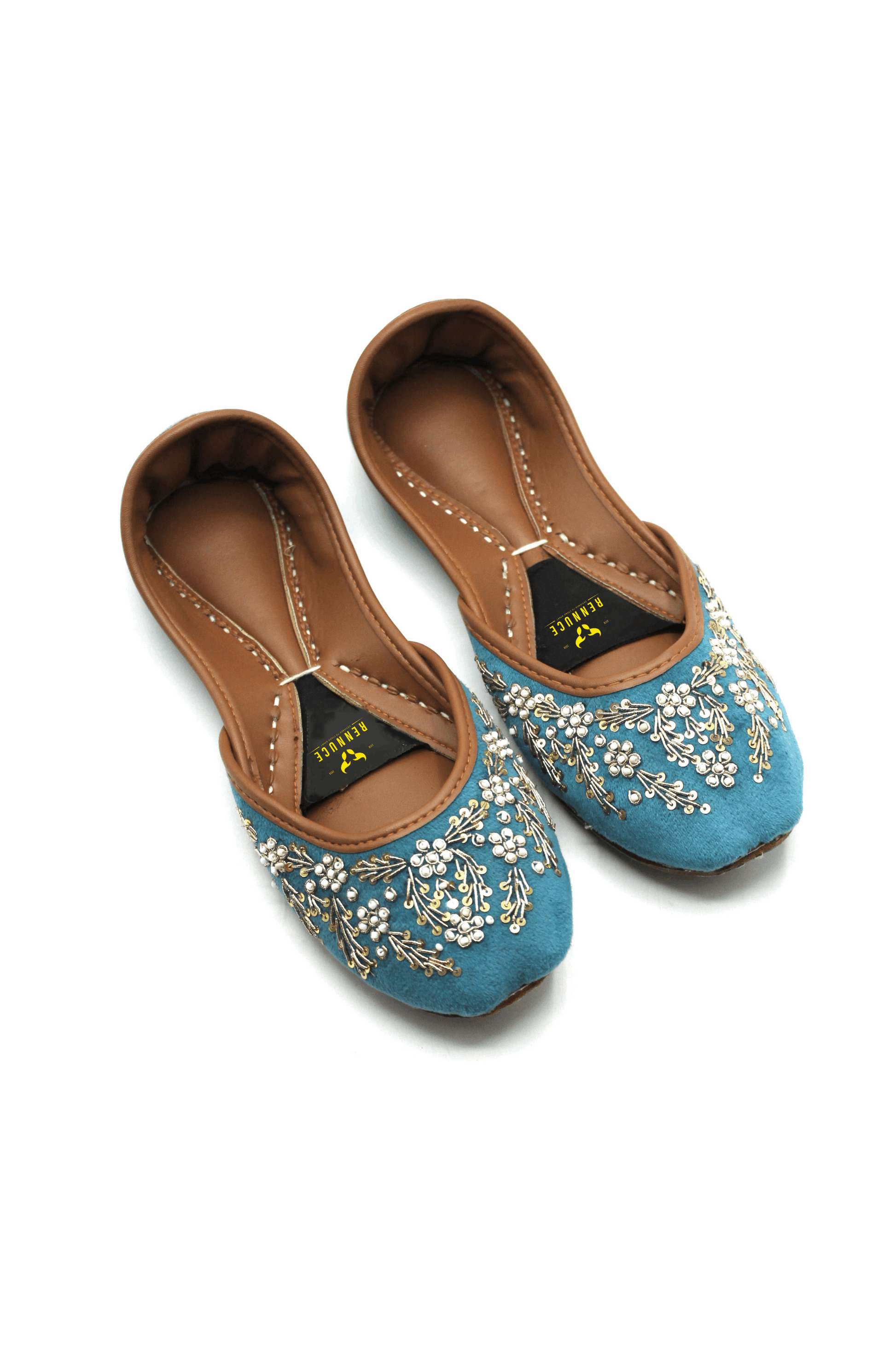 Premium Quality Sky Blue Embroidered Khussas