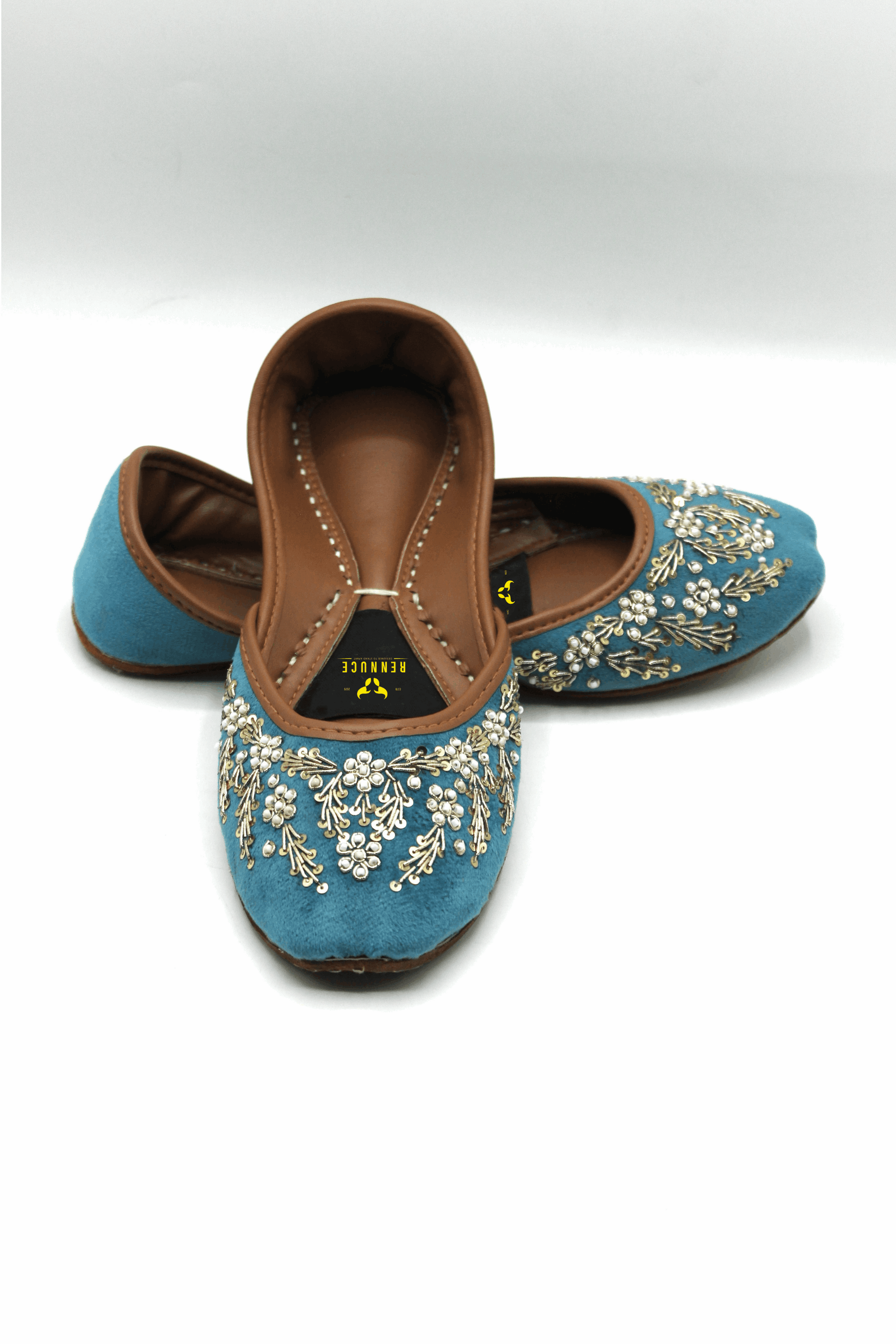 Premium Quality Sky Blue Embroidered Khussas