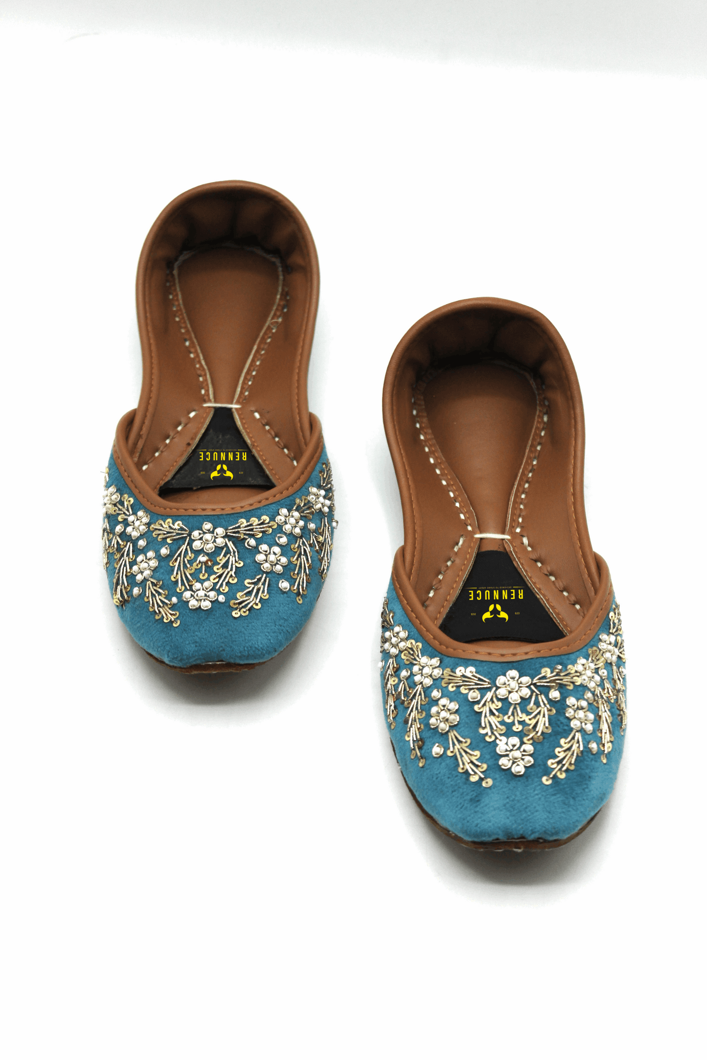 Premium Quality Sky Blue Embroidered Khussas