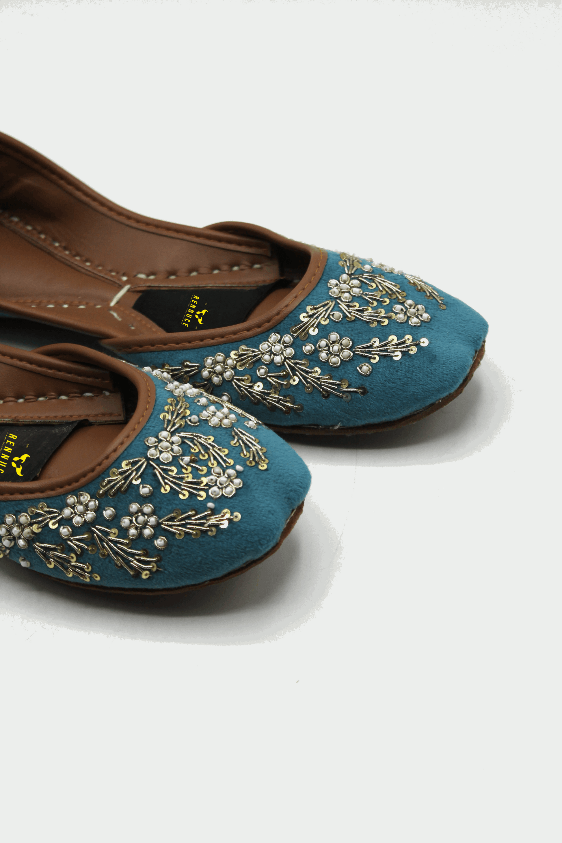 Premium Quality Sky Blue Embroidered Khussas