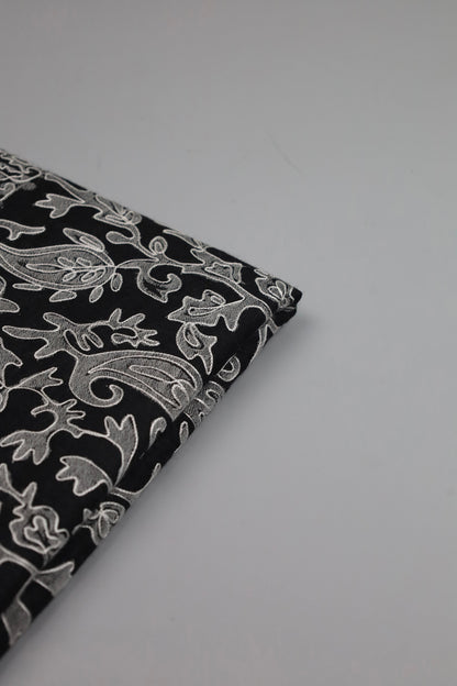 Premium Quality Black With Off White Embroidered Authentic Pashmina Cashmere Shawl by Rennuce