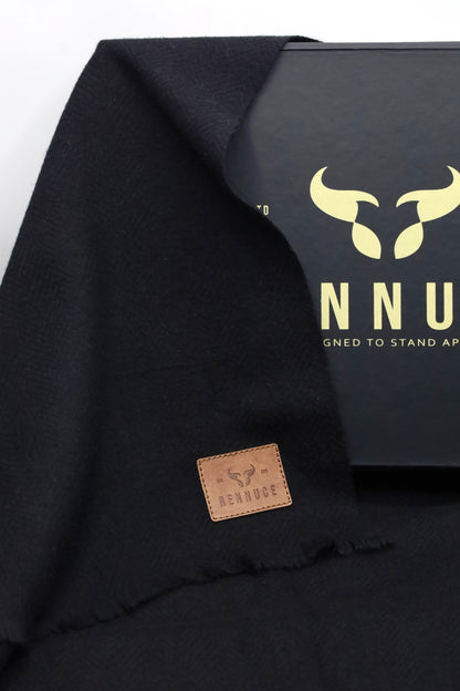 Premium Quality Extremely Soft Black Pure Woolen Shawl by Rennuce