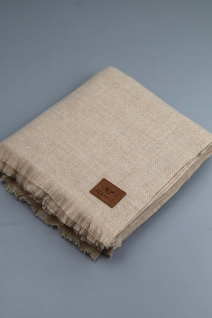 Premium Quality Extremely Soft Light Brown pure woolen Shawl by Rennuce