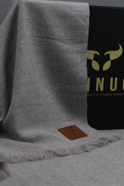 Premium Quality Extremely Soft Light Grey pure woolen Shawl by Rennuce