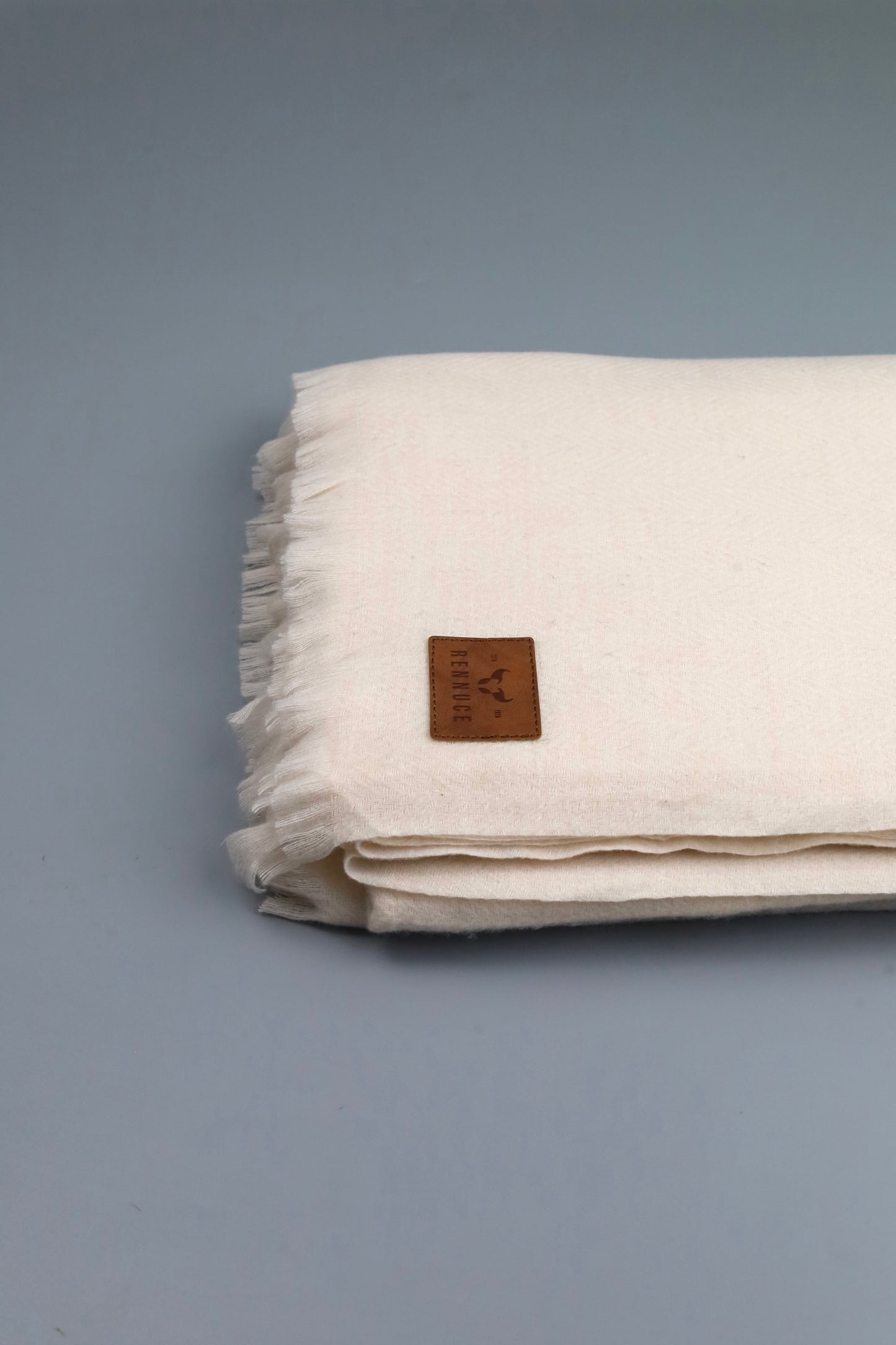Premium Quality Extremely Soft Off White Pure Woolen Shawl by Rennuce