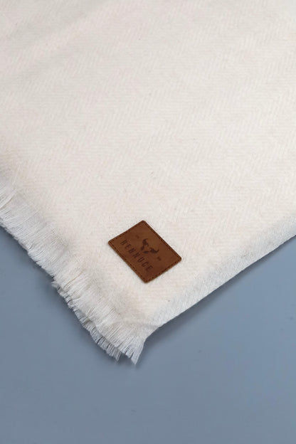Premium Quality Extremely Soft Off White Pure Woolen Shawl by Rennuce