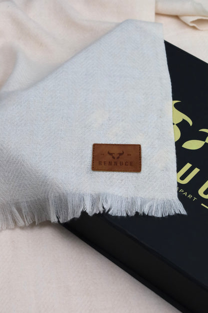 Premium Quality Extremely Soft Off White Pure Woolen Shawl by Rennuce