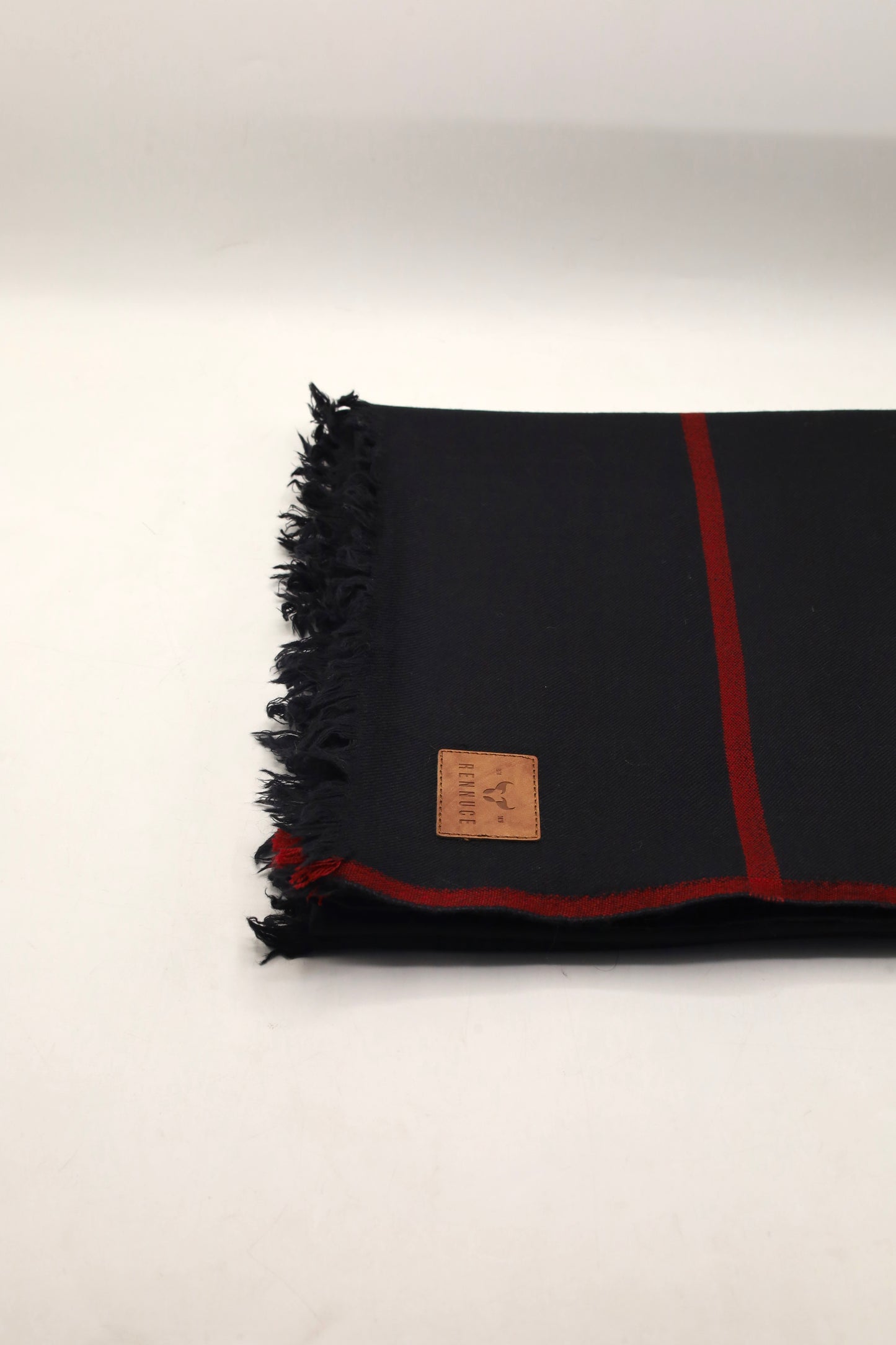 Premium Quality Maroon Border Black Pure Woolen Shawl by Rennuce