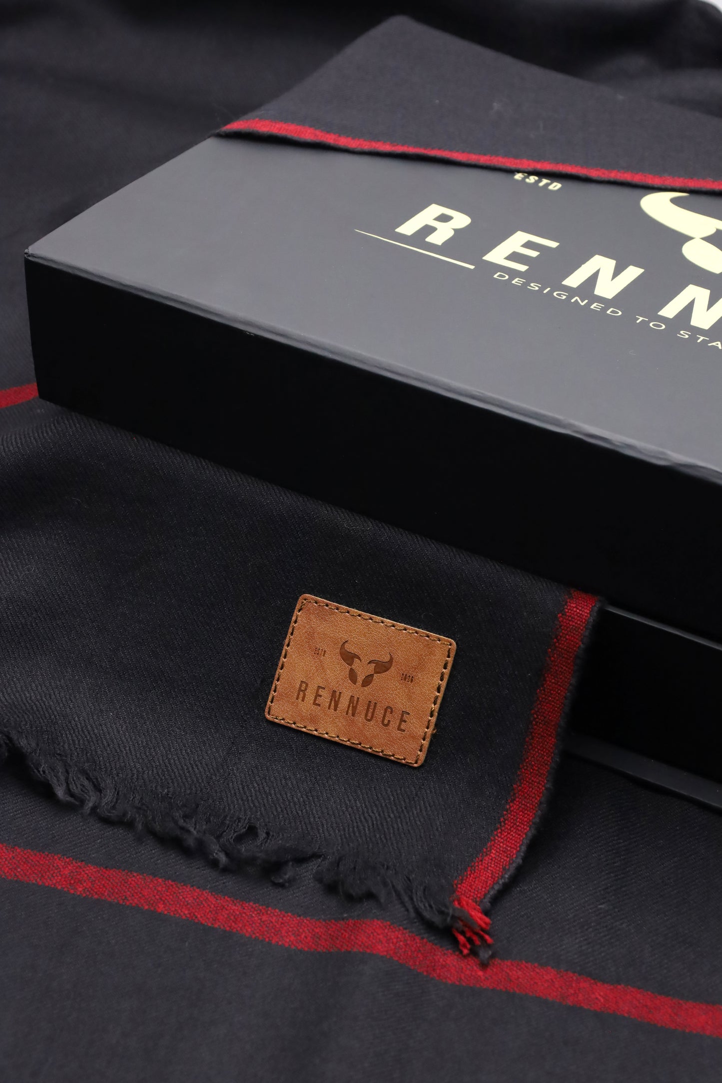 Premium Quality Maroon Border Black Pure Woolen Shawl by Rennuce