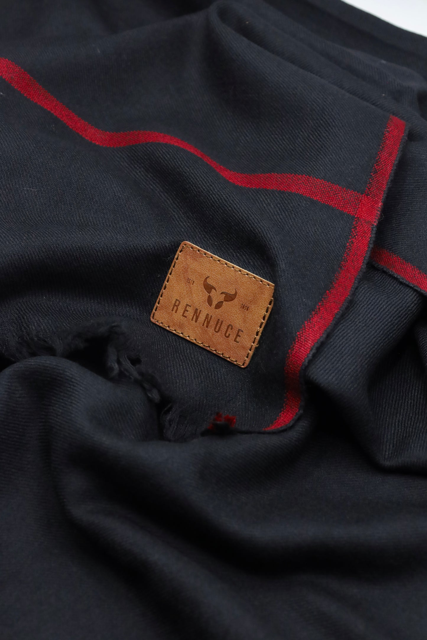 Premium Quality Maroon Border Black Pure Woolen Shawl by Rennuce