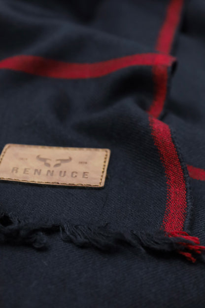 Premium Quality Maroon Border Black Pure Woolen Shawl by Rennuce