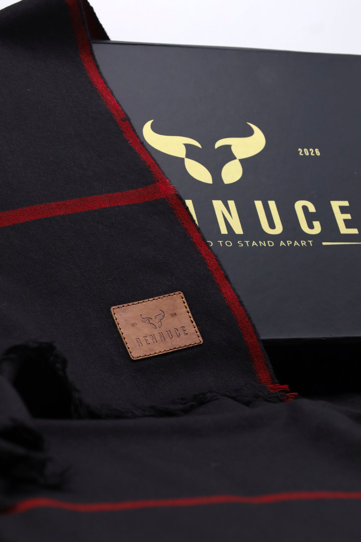 Premium Quality Maroon Border Black Pure Woolen Shawl by Rennuce