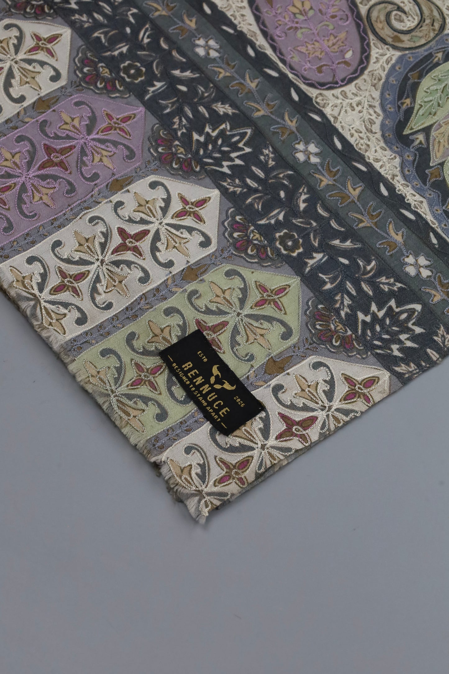 Premium Quality Off White Fully Multi Color Kalamkar Authentic Pashmina Cashmere Shawl by Rennuce