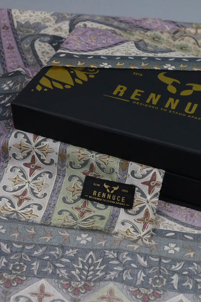 Premium Quality Off White Fully Multi Color Kalamkar Authentic Pashmina Cashmere Shawl by Rennuce