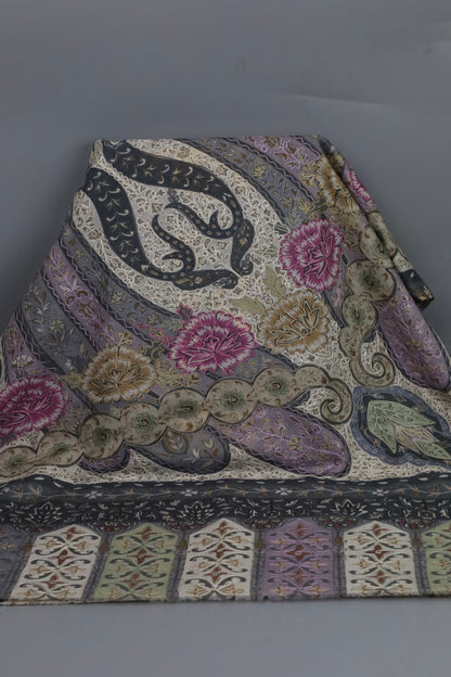 Premium Quality Off White Fully Multi Color Kalamkar Authentic Pashmina Cashmere Shawl by Rennuce