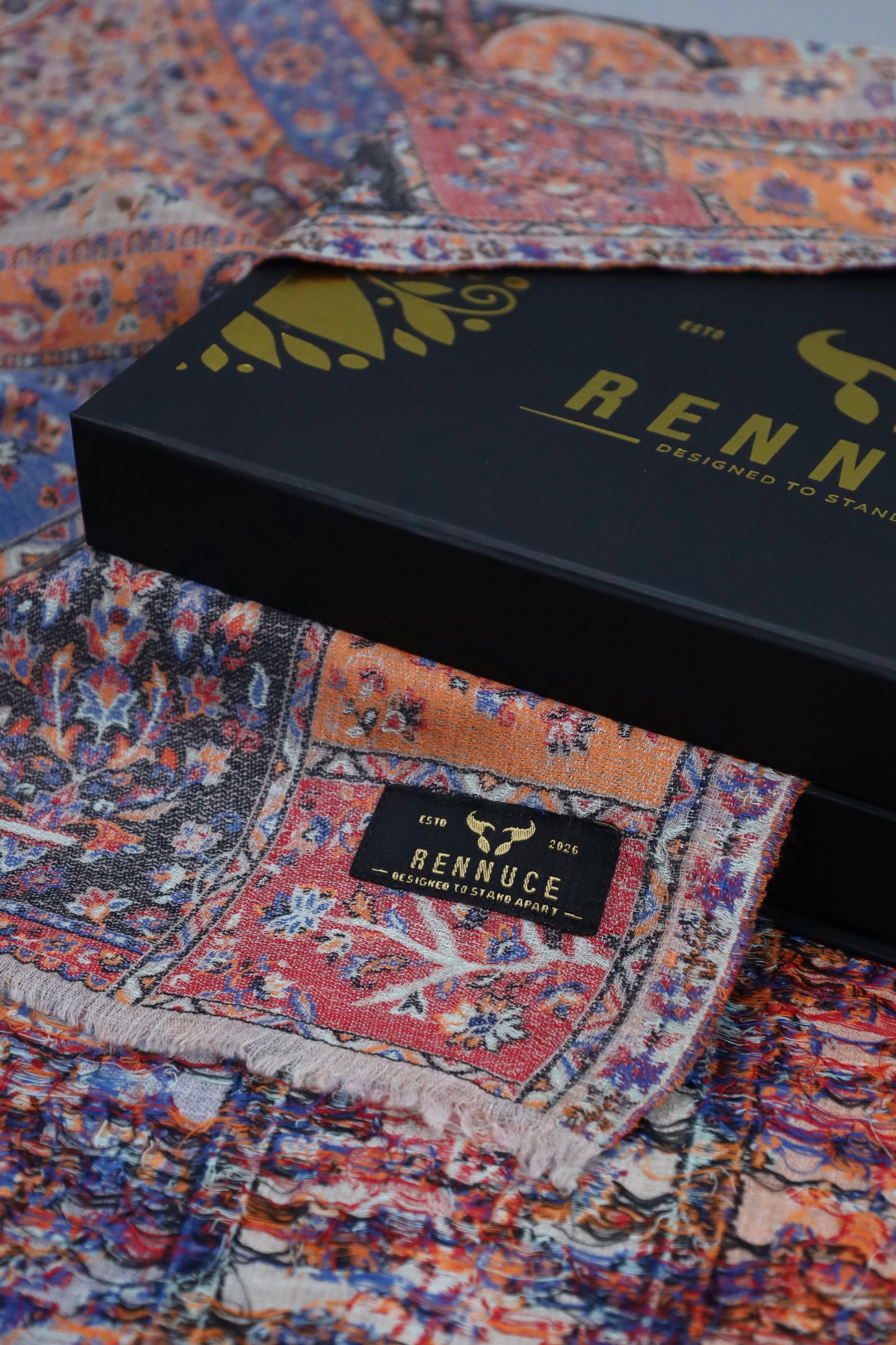 Premium Quality Off White Multi Color Woven Authentic Pashmina Cashmere Shawl by Rennuce