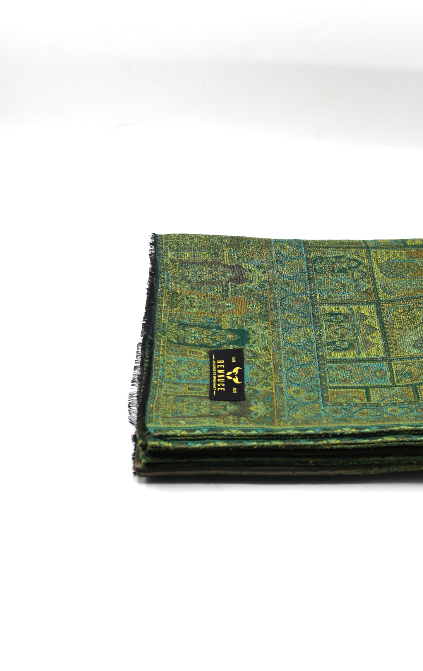 Premium Quality Parrot Green With Moon Light Color Woven Authentic Pashmina Cashmere Shawl by Rennuce