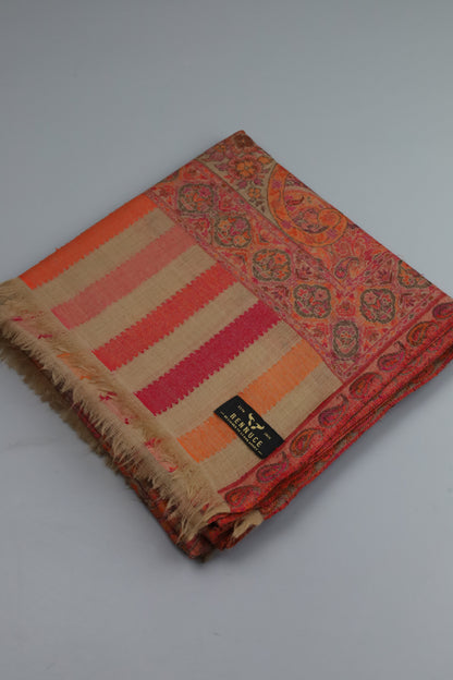 Premium Quality Pink Multi Color Woven Authentic Pashmina Cashmere Shawl by Rennuce