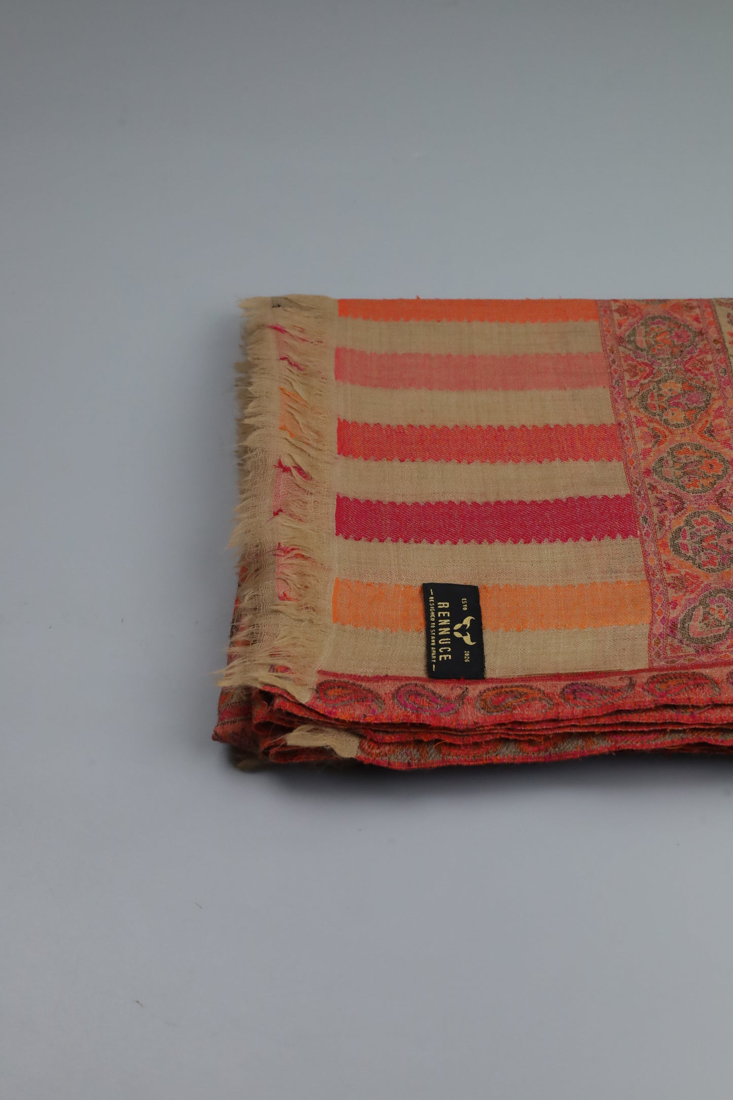 Premium Quality Pink Multi Color Woven Authentic Pashmina Cashmere Shawl by Rennuce