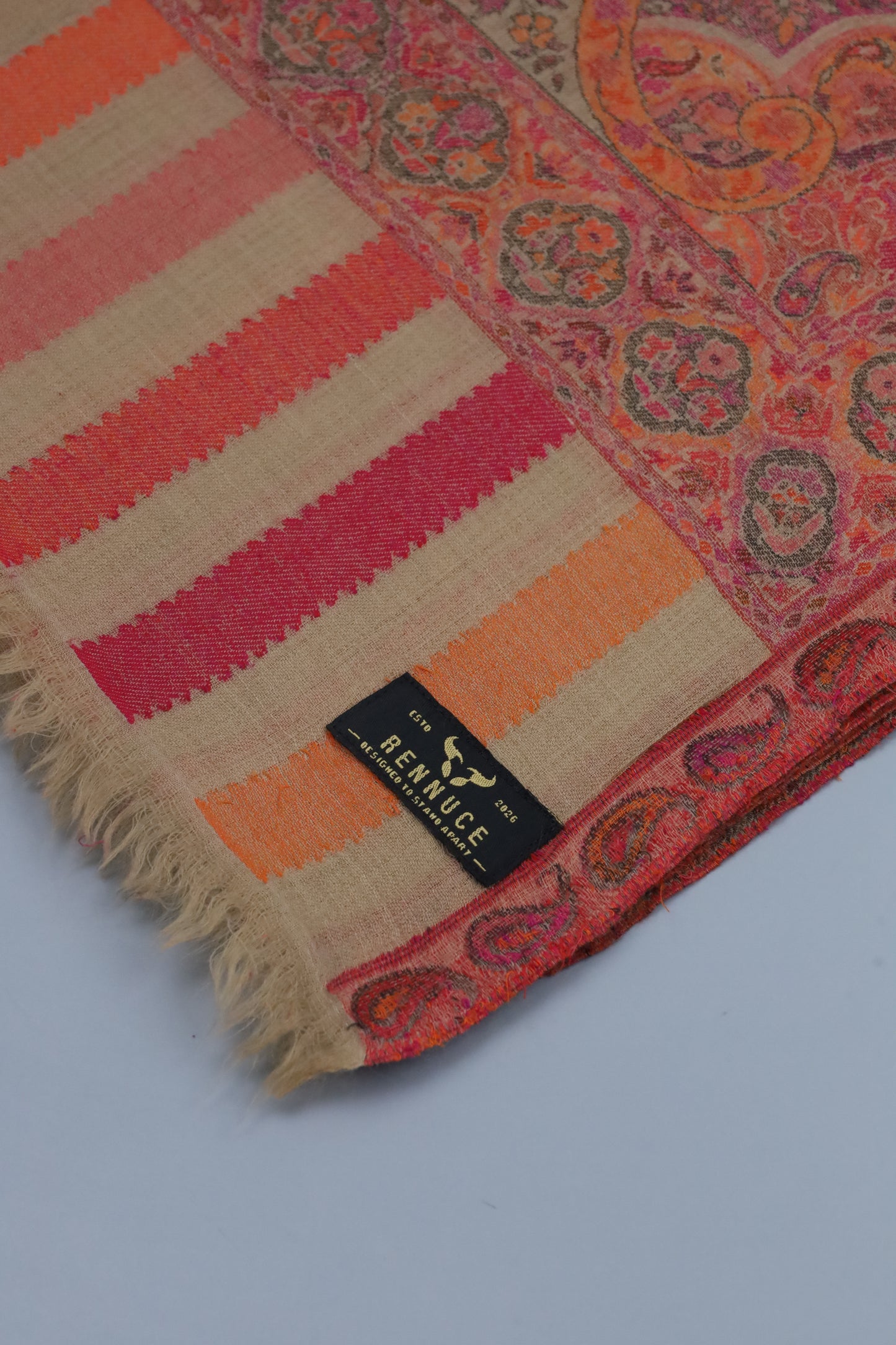 Premium Quality Pink Multi Color Woven Authentic Pashmina Cashmere Shawl by Rennuce