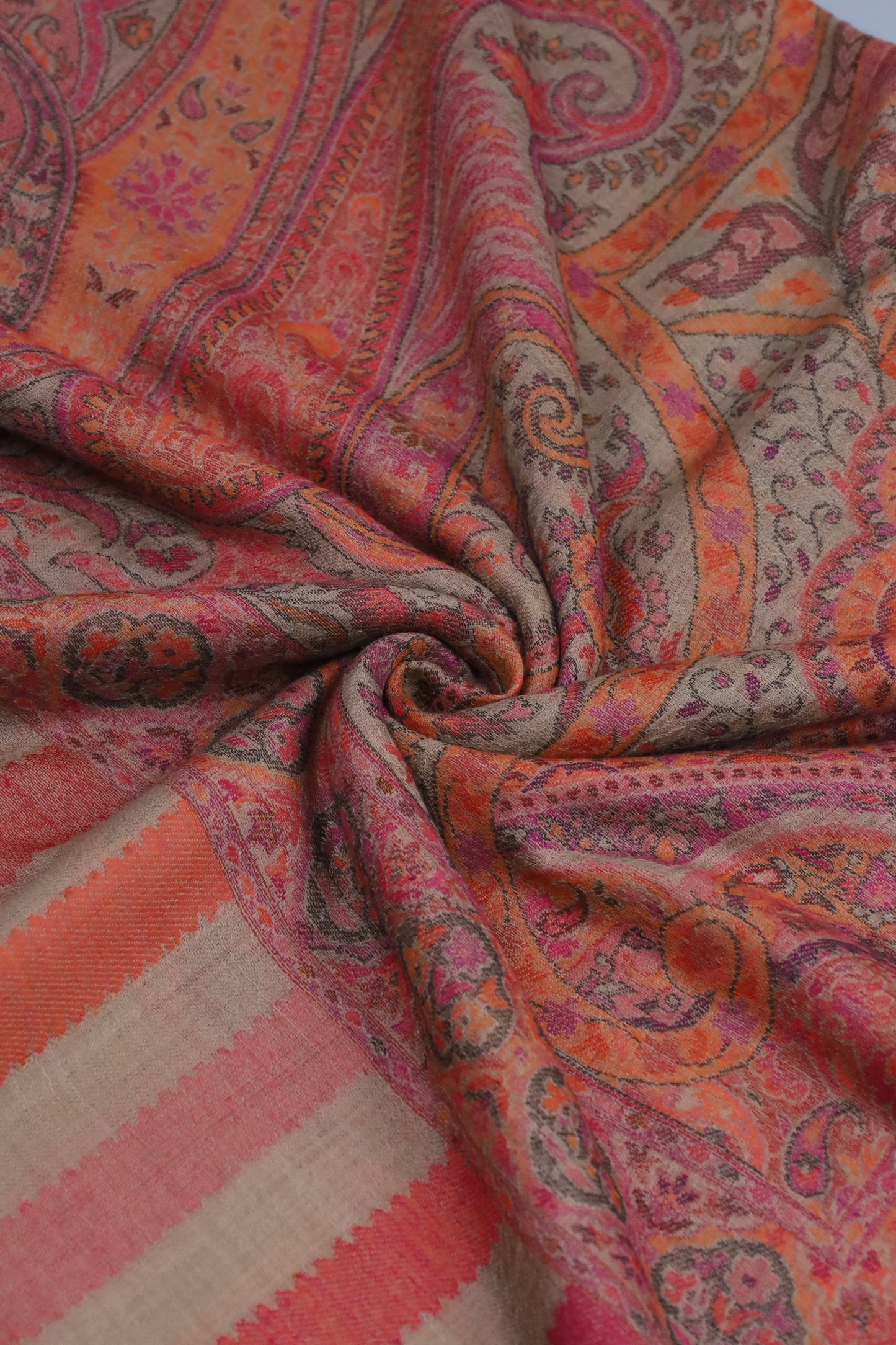 Premium Quality Pink Multi Color Woven Authentic Pashmina Cashmere Shawl by Rennuce