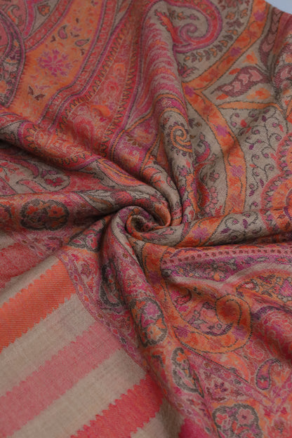 Premium Quality Pink Multi Color Woven Authentic Pashmina Cashmere Shawl by Rennuce