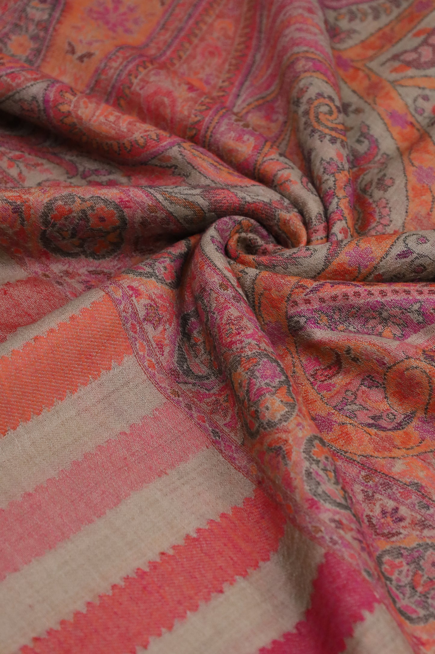 Premium Quality Pink Multi Color Woven Authentic Pashmina Cashmere Shawl by Rennuce