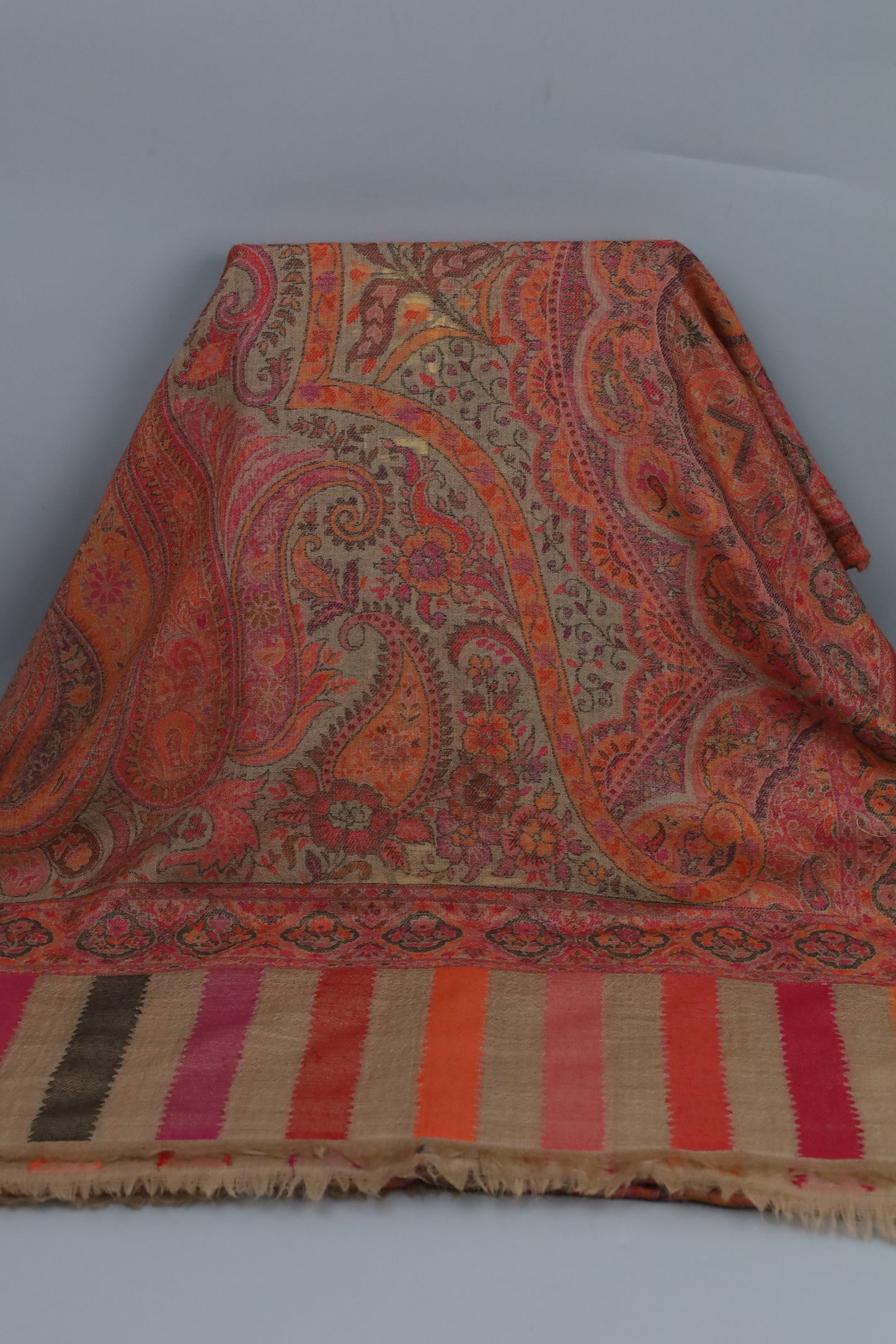 Premium Quality Pink Multi Color Woven Authentic Pashmina Cashmere Shawl by Rennuce